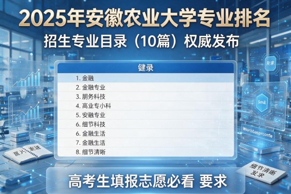 2025年安徽农业大学专业排名,招生专业目录(10篇)权威发布,高考生填报志愿必看
