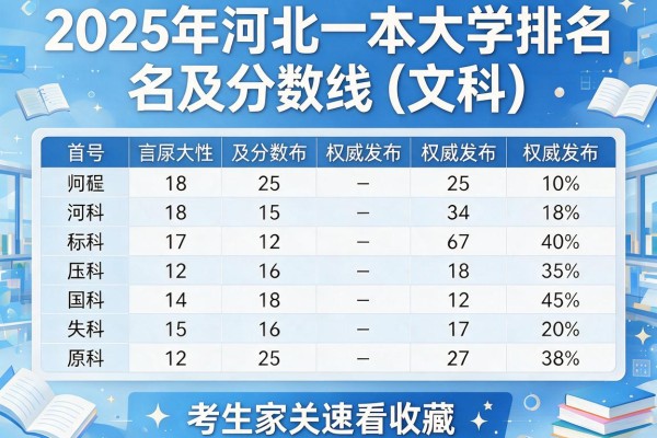 2025年河北一本大学排名及分数线(文科)权威发布 考生家长速看收藏