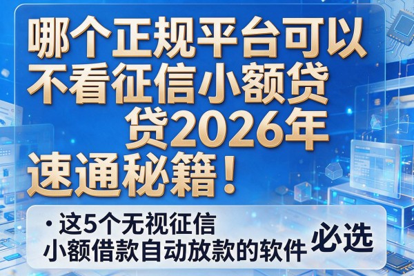 哪个正规平台可以不看征信小额贷2026年速通秘籍！必选​这5个无视征信小额借款自动放款的软件