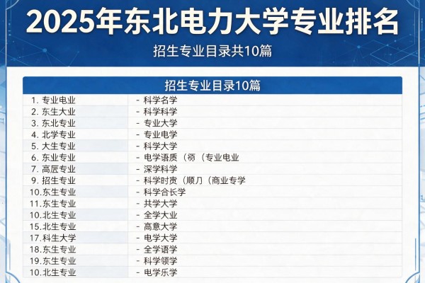 2025年东北电力大学专业排名,招生专业目录共10篇