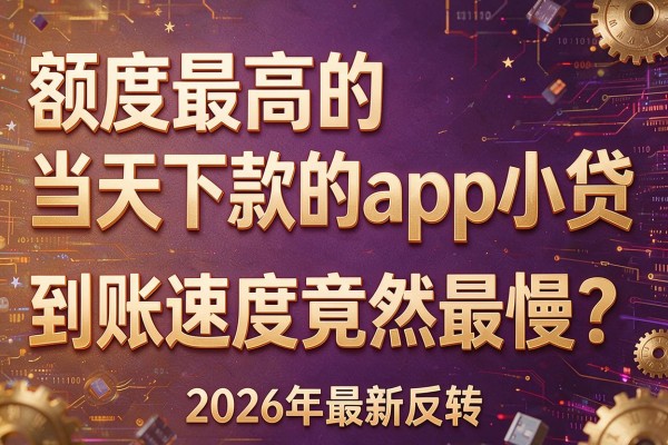 额度最高的"当天下款的app小贷"到账速度竟然最慢?2026年最新反转