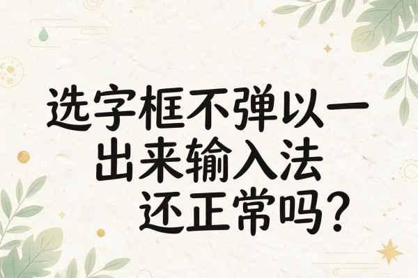 选字框不弹出来输入法还正常吗?