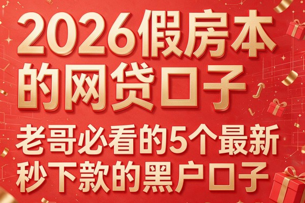 2026假房本的网贷口子,老哥必看的5个最新秒下款的黑户口子