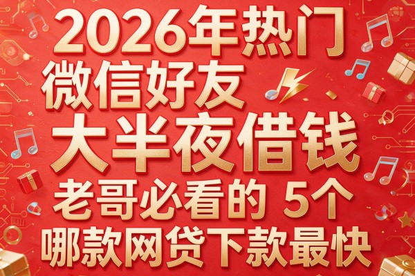 2026年热门微信好友大半夜借钱，老哥必看的5个哪款网贷下款最快