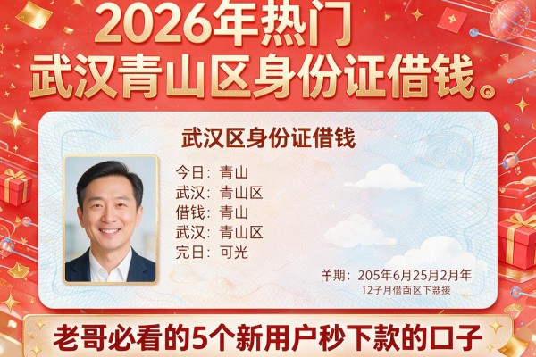 2026年热门武汉青山区身份证借钱,老哥必看的5个新用户秒下款的口子