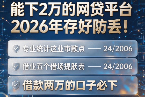 能下2万的网贷平台2026年存好防丢!专业统计这五个借款两万的口子必下