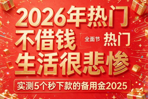 2026年热门不借钱生活很悲惨,实测5个秒下款的备用金2025