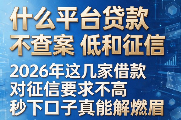 什么平台贷款不查案低和征信,2026年这几家借款对征信要求不高秒下口子真能解燃眉