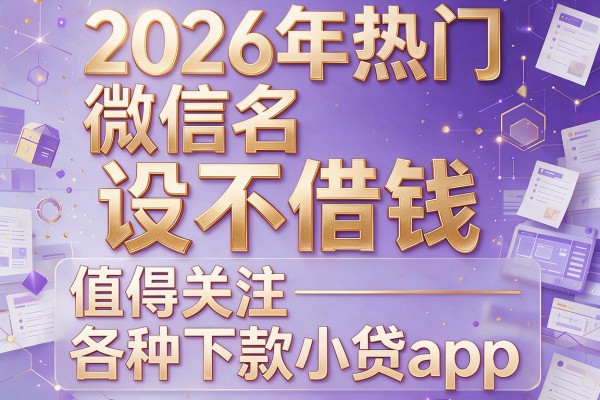 2026年热门微信名设不借钱,值得关注的5个各种下款小贷app