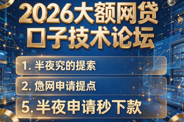 2026大额网贷口子技术论坛，盘点5个半夜申请秒下款的口子