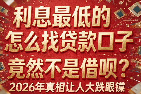 利息最低的"怎么找贷款口子"竟然不是借呗?2026年真相让人大跌眼镜