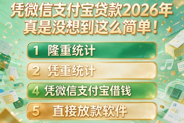 凭微信支付宝贷款2026年真是没想到这么简单!隆重统计五个凭微信支付宝借钱直接放款软件