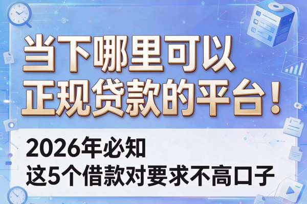 当下哪里可以正规贷款的平台!2026年必知这5个借款对要求不高口子