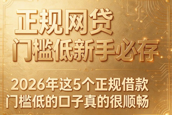 正规网贷门槛低的新手必存,2026年这5个正规借款门槛低的口子真的很顺畅
