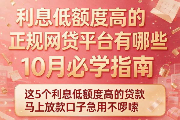 利息低额度高的正规网贷平台有哪些10月必学指南,这5个利息低额度高的贷款马上放款口子急用不啰嗦