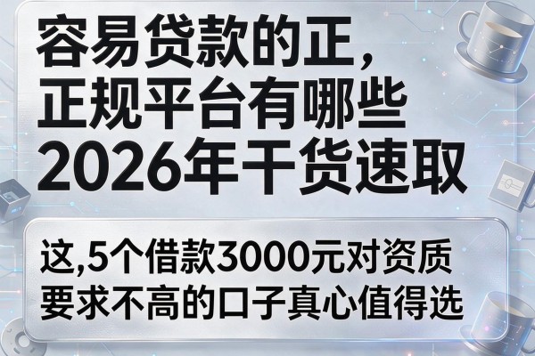 容易贷款的正规平台有哪些2026年干货速取,这5个借款3000元对资质要求不高的口子真心值得选