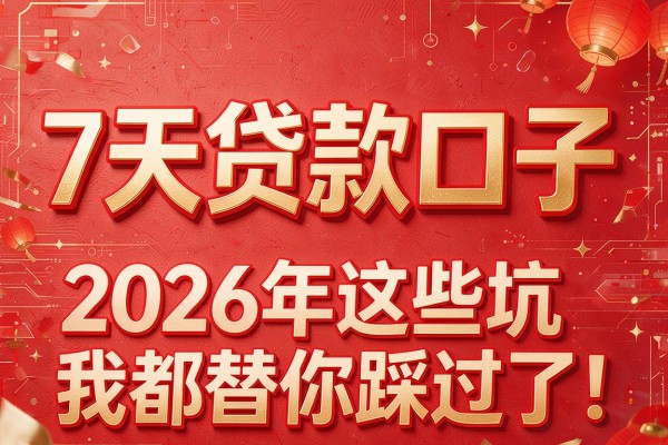 7天贷款口子,2026年这些坑我都替你踩过了!