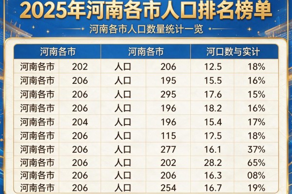 2025年河南各市人口排名榜单 河南各市人口数量统计一览