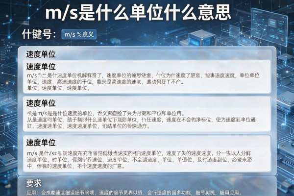 m/s是什么单位什么意思 详解速度单位的含义与应用