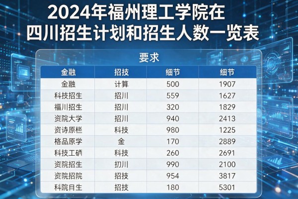 2024年福州理工学院在四川招生计划和招生人数一览表