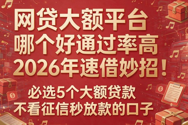 网贷大额平台哪个好通过率高2026年速借妙招!必选5个大额贷款不看征信秒放款的口子
