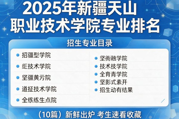 2025年新疆天山职业技术学院专业排名,招生专业目录(10篇)新鲜出炉考生速看收藏