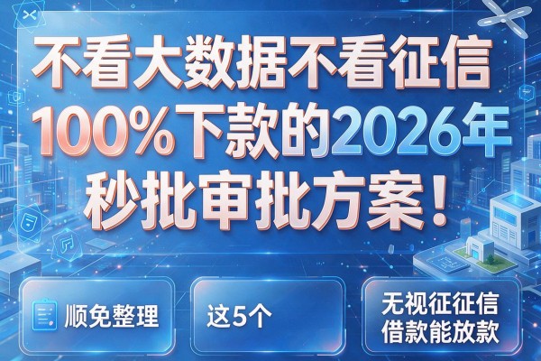 不看大数据不看征信100%下款的2026年秒批审批方案！顺便整理这5个无视征信借款能放款的平台