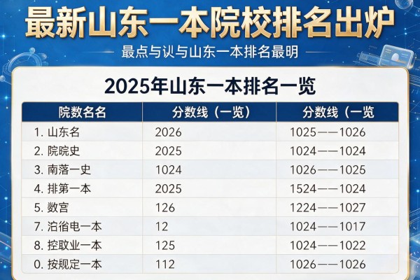 最新山东一本院校排名出炉,2025年山东一本排名及分数线排名一览