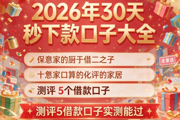2026年30天秒下款口子大全,测评5个借款口子实测能过