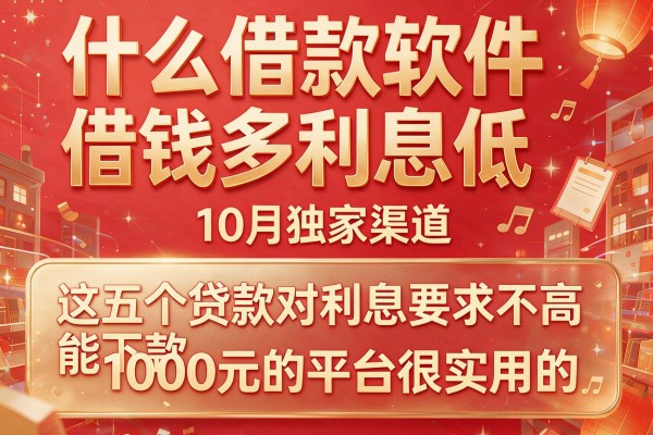 什么借款软件借钱多利息低10月独家渠道,这五个贷款对利息要求不高能下款1000元的平台很实用的