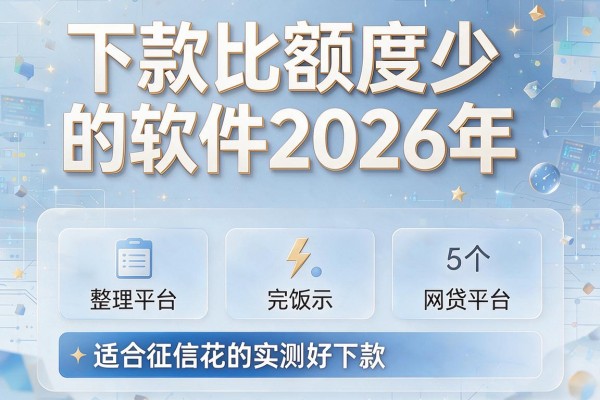 下款比额度少的软件2026年,整理这5个适合征信花的网贷平台实测好下款