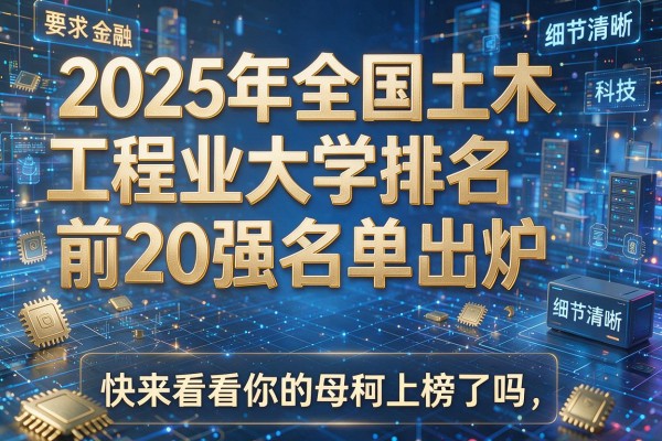 2025年全国土木工程专业大学排名前20强名单出炉 快来看看你的母校上榜了吗