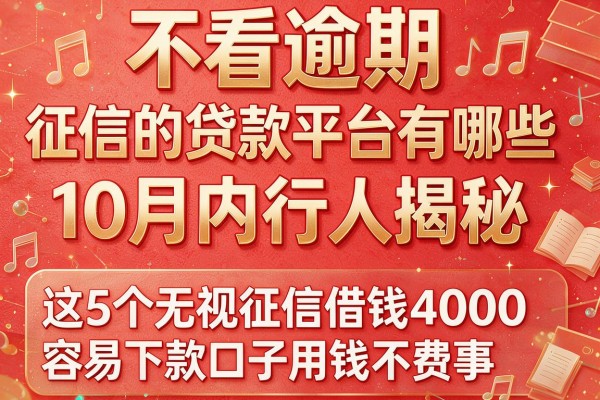 不看逾期和征信的贷款平台有哪些10月内行人揭秘,这5个无视征信借钱4000容易下款口子用钱不费事
