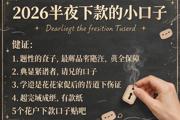 2026半夜下款的小口子,详细阐述5个花户下款口子贴吧