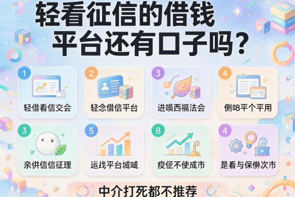 轻看征信的借钱平台还有口子吗？亲测8个平台，中介打死都不推荐