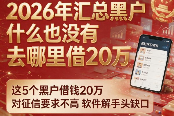 2026年汇总黑户什么也没有去哪里借20万,这5个黑户借钱20万对征信要求不高软件解手头缺口