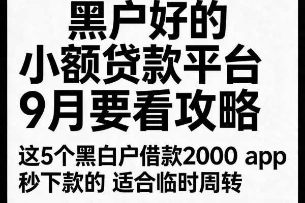 黑白户好的小额贷款平台9月要看攻略,这5个黑白户借款2000秒下款的app适合临时周转