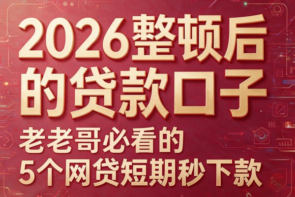 2026整顿后的贷款口子,老哥必看的5个网贷短期秒下款