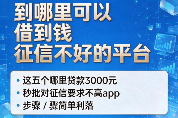 到哪里可以借到钱征信不好的平台，这五个哪里贷款3000元秒批对征信要求不高app步骤简单利落