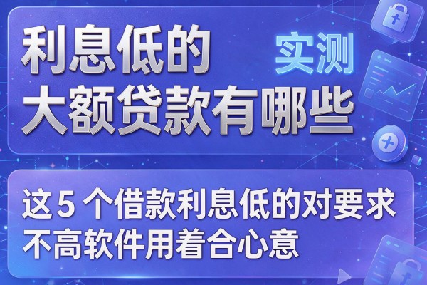 利息低的大额贷款有哪些,实测这5个借款利息低的对要求不高软件用着合心意
