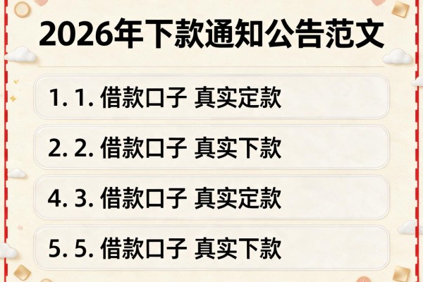 2026年下款通知公告范文,整理5家借款口子真实下款