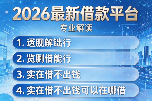 2026最新借款平台，专业解读五个实在借不出钱可以在哪借
