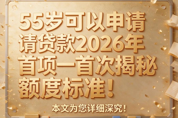 55岁可以申请贷款2026年首次揭秘额度标准!本文为您详细深究!