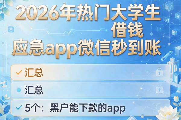 2026年热门大学生借钱应急app微信秒到账，汇总5个黑户能下款的app