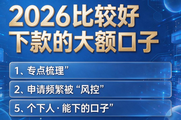 2026比较好下款的大额口子，专业梳理5个申请频繁被风控能下的口子