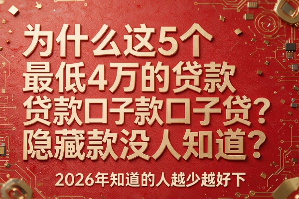为什么这5个"最低4万的贷款口子"隐藏款没人知道？2026年知道的人越少越好下