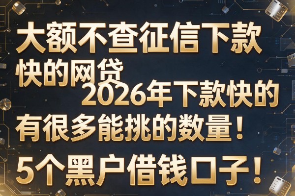 大额不查征信下款快的网贷2026年下款快的有很多能挑的数量!,本文深度概括这5个黑户借钱口子!