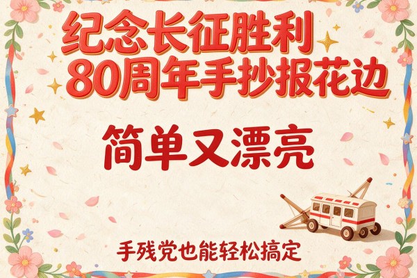 纪念长征胜利80周年手抄报花边简单又漂亮，手残党也能轻松搞定