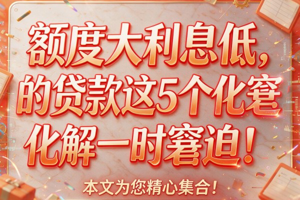 额度大利息低的贷款这5个化解一时窘迫！本文为您精心集合！