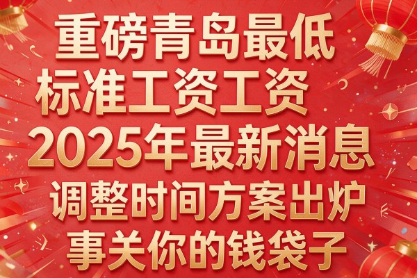 重磅青岛最低工资标准2025年最新消息及调整时间方案出炉事关你的钱袋子